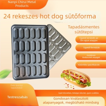 24 rekeszes tapadásmentes hot dog forma, kör és négyzet alakú sütőedény, otthoni és professzionális használatra
