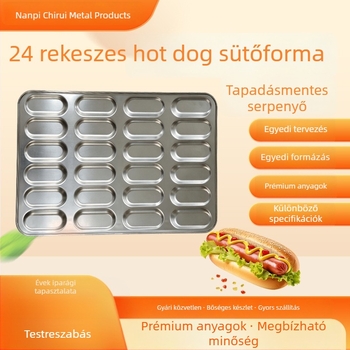 24 rekeszes tapadásmentes hot dog forma, kör és négyzet alakú sütőedény, otthoni és professzionális használatra