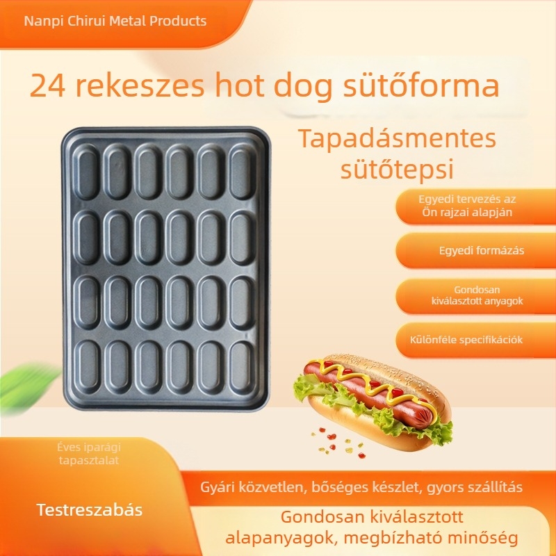 24 rekeszes tapadásmentes hot dog forma, kör és négyzet alakú sütőedény, otthoni és professzionális használatra