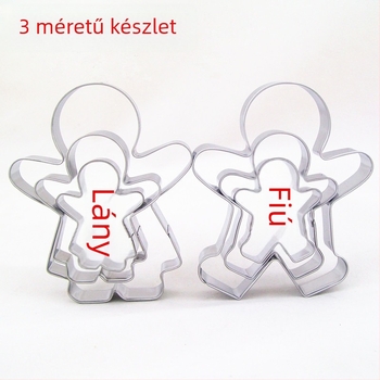 Gyömbérmanó süteménykiszúró készlet, 3 darabos, rozsdamentes acél