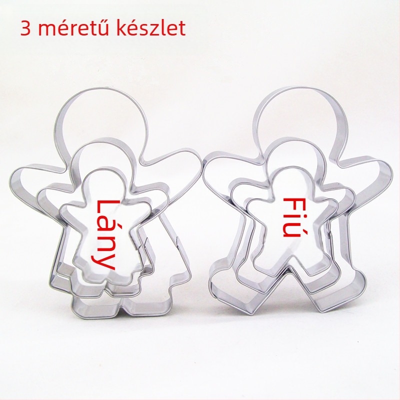 Gyömbérmanó süteménykiszúró készlet, 3 darabos, rozsdamentes acél