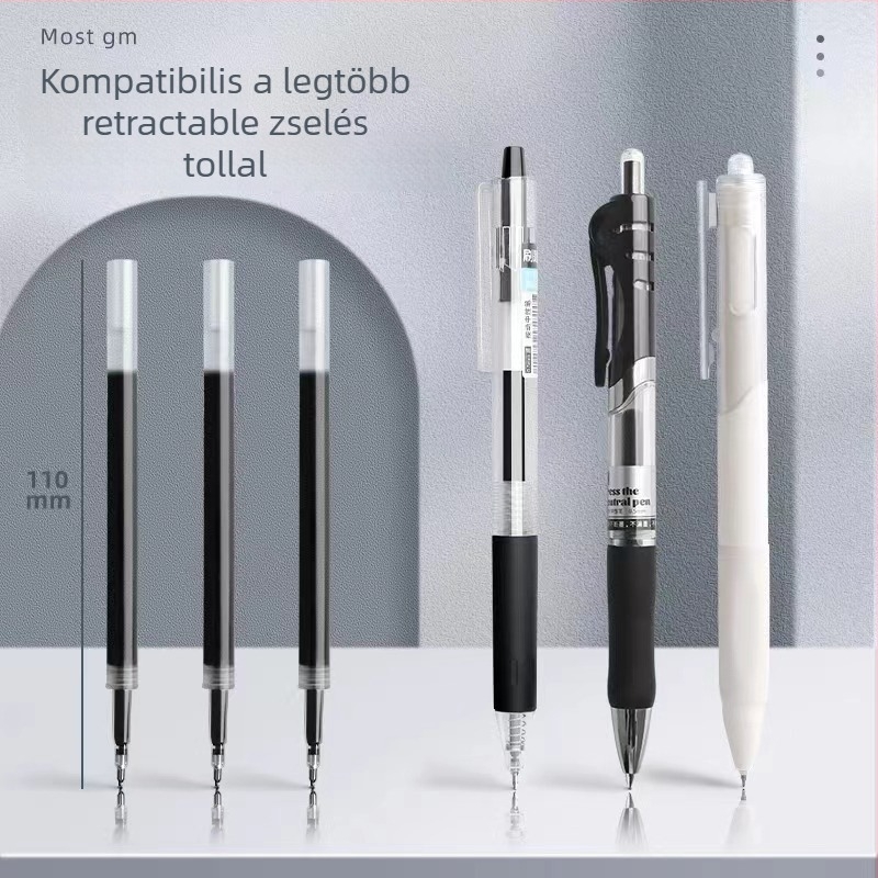 0,5 mm fekete, semleges tinta, gyorsan száradó tollbetét, push-típusú, nagy kapacitású, ecsetfej formájú fej