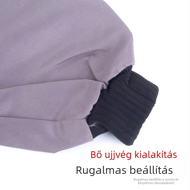 Hosszú színblokkolt védőmunkaruha, porálló műhelyi ruha, nyomtatható felirattal, hosszú ujjú