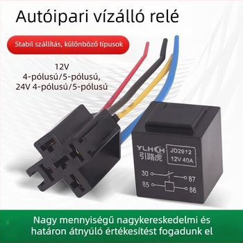 Vízálló relé 12V/24V, 4- és 5-pin, kompakt univerzális autórelé aljzattal