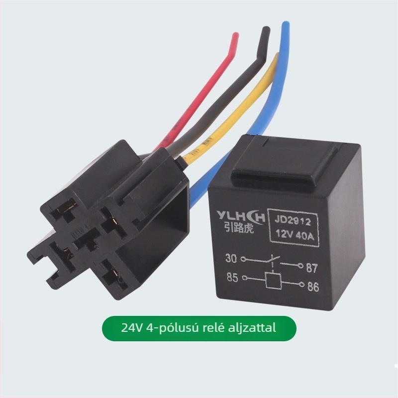 Vízálló relé 12V/24V, 4- és 5-pin, kompakt univerzális autórelé aljzattal