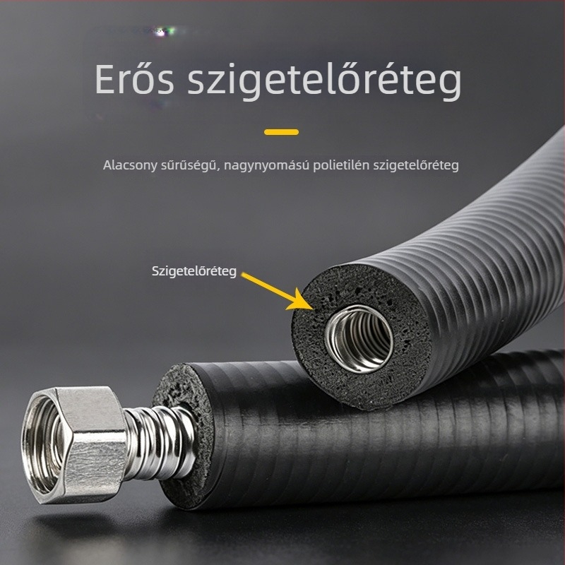 Megvastított szigetelt hajlított tömlő bojlerhez, robbanásbiztos, 304 rozsdamentes acél, nagy hőmérséklet-tűrés, 1/2 hüvelykes napelemes vízbevezető tömlő