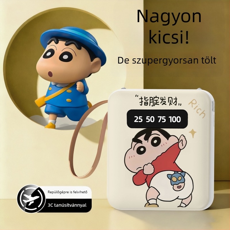 3C-tanúsítvánnyal rendelkező, stílusos, kompakt power bank beépített kábellel – zsebméretű sürgősségi töltő