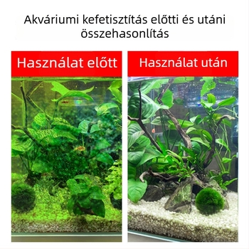 Akvárium tisztító eszköz belső falak tisztítására, holt sarkok nélkül, algák eltávolítására szolgáló kefével és hosszú nyéllel