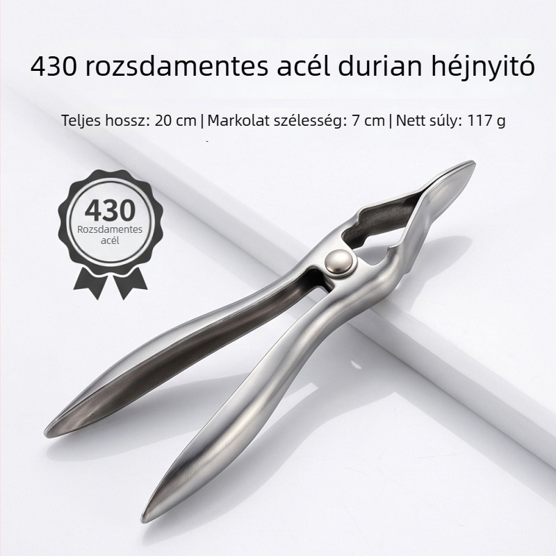 430 rozsdamentes acél – nagy nyílású gyümölcsklip, durianhoz – fél szeletelő