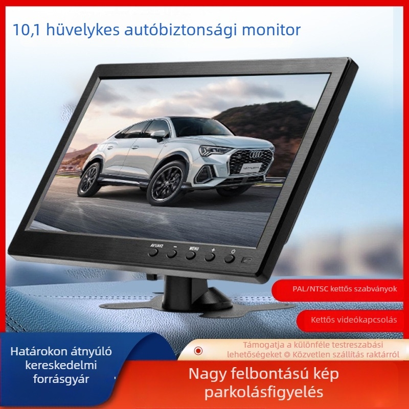 10,1 hüvelykes autóvédelmi monitor HDMI, VGA, AV, USB és BNC bemenetekkel, HD kijelző