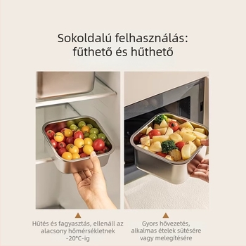 304 rozsdamentes acél, hordozható zárható frissességmegőrző doboz ételek és gyümölcsök számára, fedéllel