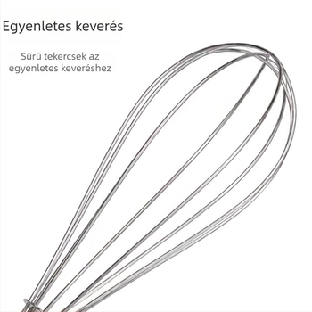 Rozsdamentes acél kézi keverőpálca kerek fogantyúval, manuális tojáshabosító és tejszínhabosító a konyhai sütéshez.