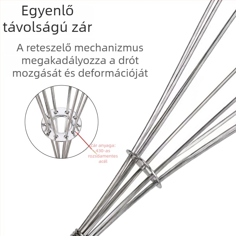 Rozsdamentes acél kézi keverőpálca kerek fogantyúval, manuális tojáshabosító és tejszínhabosító a konyhai sütéshez.