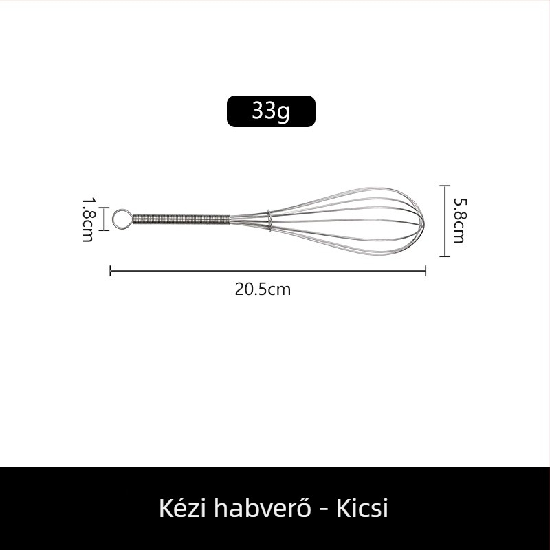 Rozsdamentes acél kézi keverőpálca kerek fogantyúval, manuális tojáshabosító és tejszínhabosító a konyhai sütéshez.