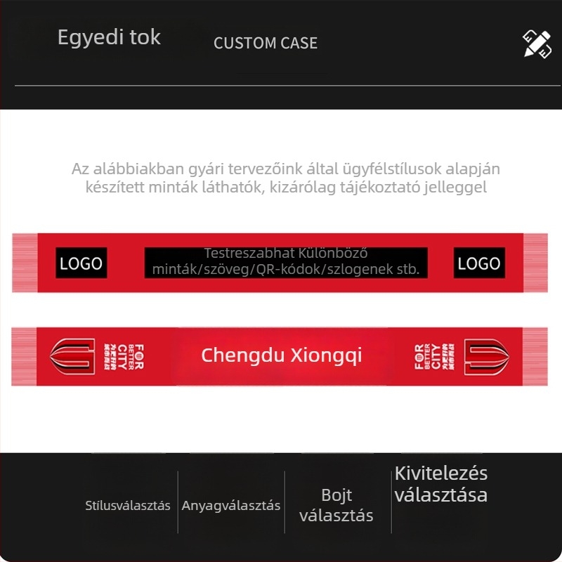 Kötött jacquard sál bojtokkal futball klub szurkolók számára
