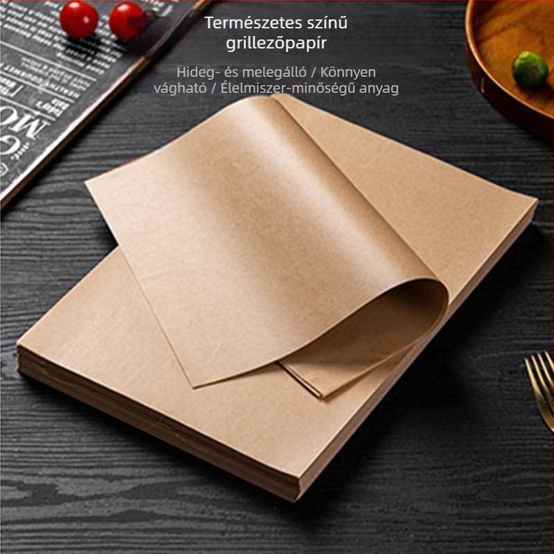 Élelmiszer-minőségű szilikonpapír, vastag, egyszer használatos grillpapír, olajálló, tapadásmentes, olajat felszívó, magas hőmérséklet-álló