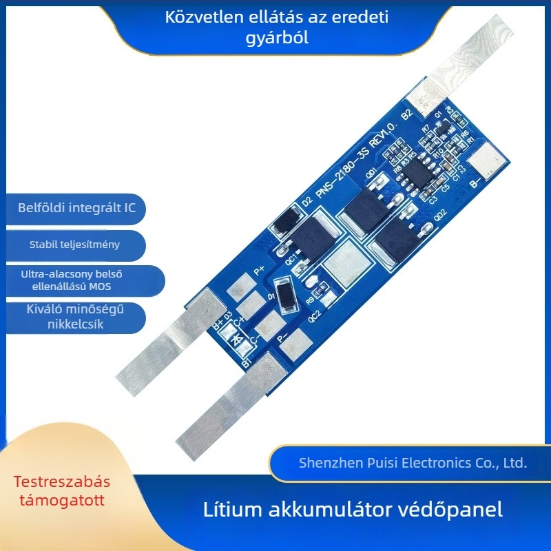 Integrált IC-vel ellátott lítium akkumulátor védőlap, 3S 12V 12A, elektromos szerszámokhoz és robotporszívókhoz
