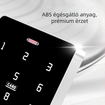 Üvegajtóhoz tervezett hozzáférés-ellenőrző rendszer mobilalkalmazással, távoli feloldással, RFID-kártya és jelszó