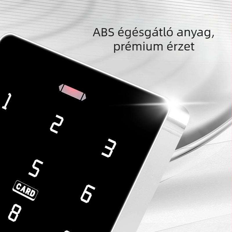 Üvegajtóhoz tervezett hozzáférés-ellenőrző rendszer mobilalkalmazással, távoli feloldással, RFID-kártya és jelszó