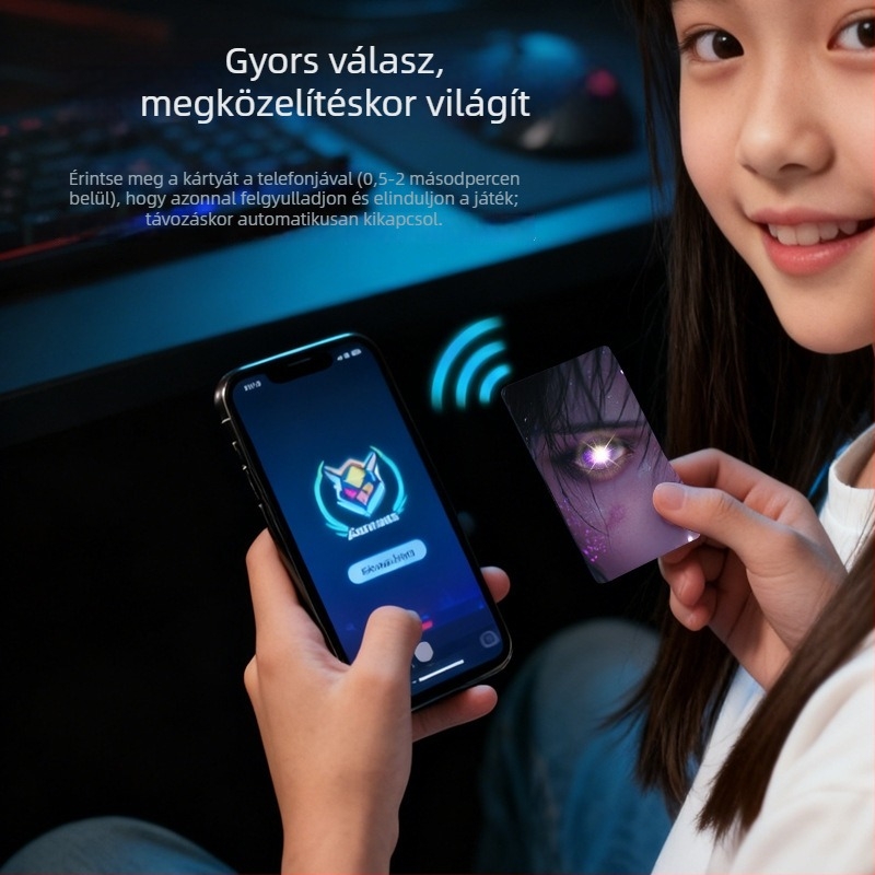 Intelligens NFC világító kártya IC-chippel, mobilos játékokhoz hozzáférési kártya, testre szabható világító kártya