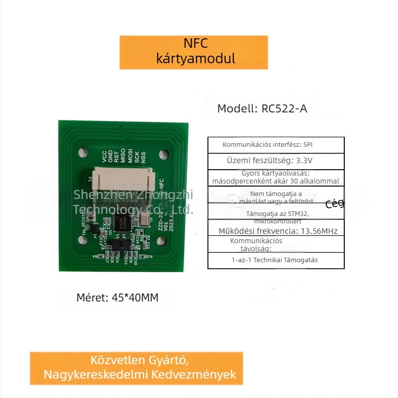 IC kártya RFID olvasó/író modul, S50 kártyaolvasó, NFC kártyaolvasó modul, elektromos jármű töltőoszlop, mosogatógép, víztisztító készülék