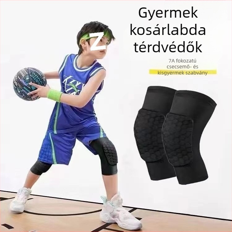 Gyerekeknek szánt könnyű térdvédő készlet kerékpározáshoz és kosárlabdához, méhsejt mintázatú vékony párnázással