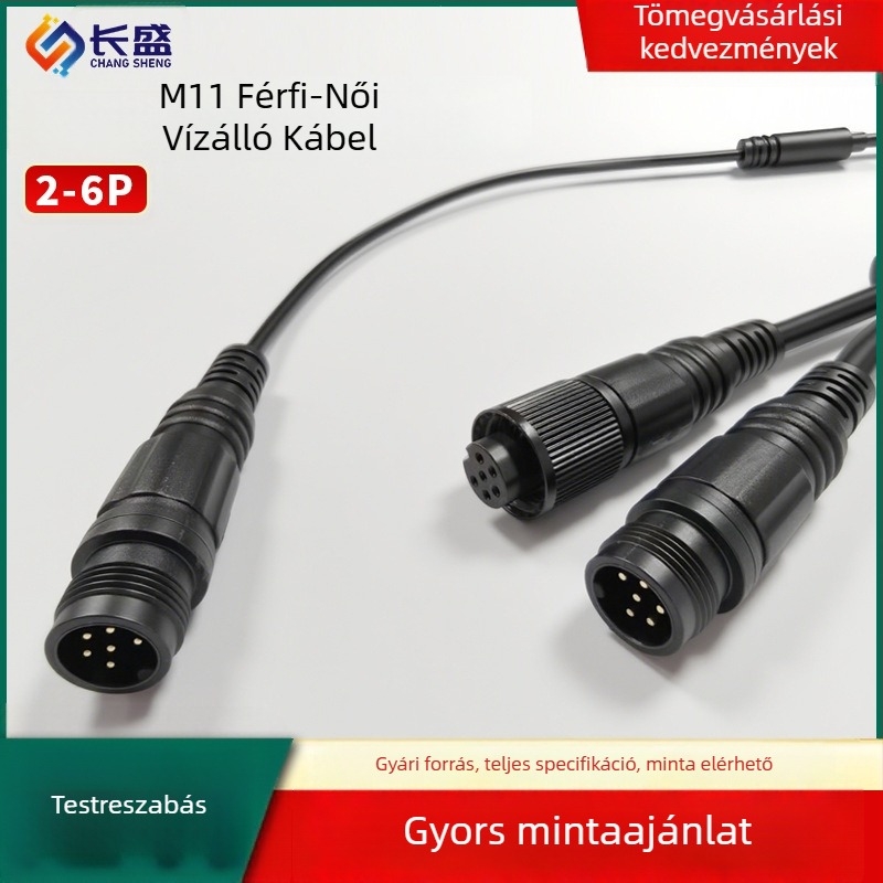 Személyre szabott M11-es repülőgép-csatlakozó kábel, 2-6 magos, férfi–női dugó, vízálló tápegység-kábel megfigyelő kamerákhoz