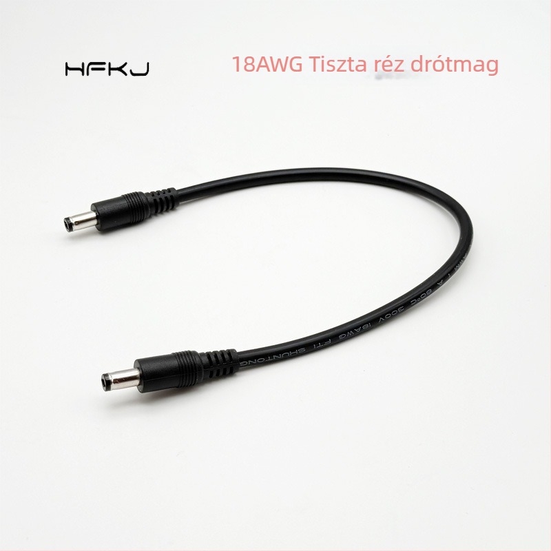 Nagy teljesítményű DC tápkábel, 0,75 mm², DC5521 férfi-férfi csatlakozó, LED megfigyelő dugó 5,5×2,1 mm