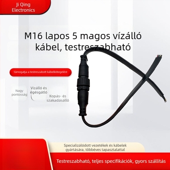 M16 sík 5-vezetékes vízálló kábelcsatlakozó LED világításhoz, műanyag sík kábel, férfi- és női csatlakozás, testreszabás