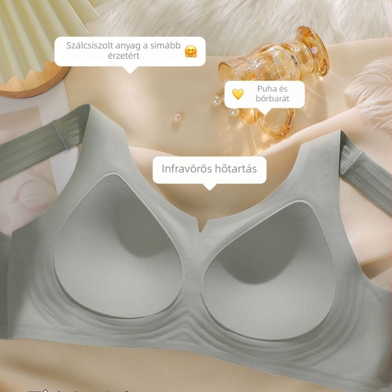 Varrás nélküli melltartó, 3/4 kosár, acélgyűrű nélkül, enyhe push-up, állítható vállpántok