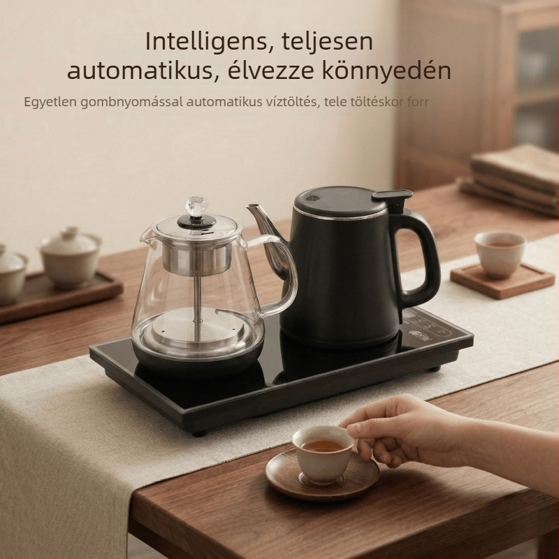 Beépített mind‑egyben elektromos teáskanna és teafőző, automatikus vízellátással és égési védelemmel