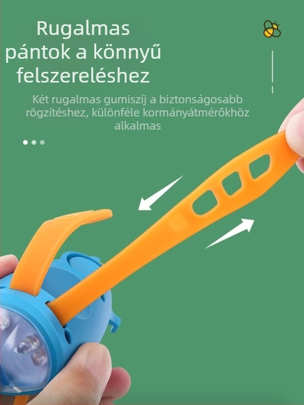 Gyerekeknek készült kerékpár elülső lámpája, töltőre csatlakoztatható kürttel és nagy fényerejű zseblámpával éjszakai kerékpározáshoz