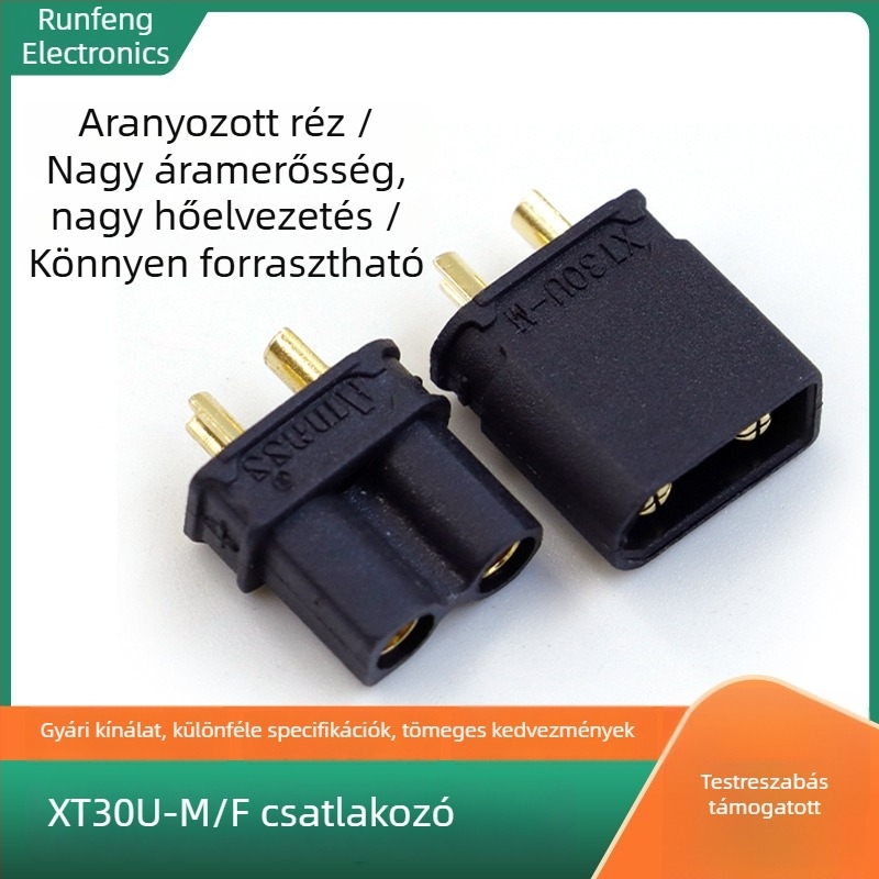 Amass XT30U-M/F 2-pólusú nagyáramú akkumulátor-csatlakozó modellrepülő motorokhoz