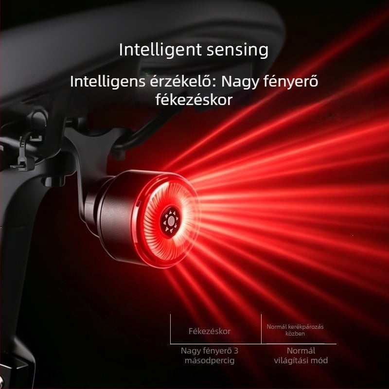 Alumínium ötvözetű kerékpárlámpa, intelligens féklámpa érzékelővel, kerékpáros hátsó világítás, alumínium kettős tartó