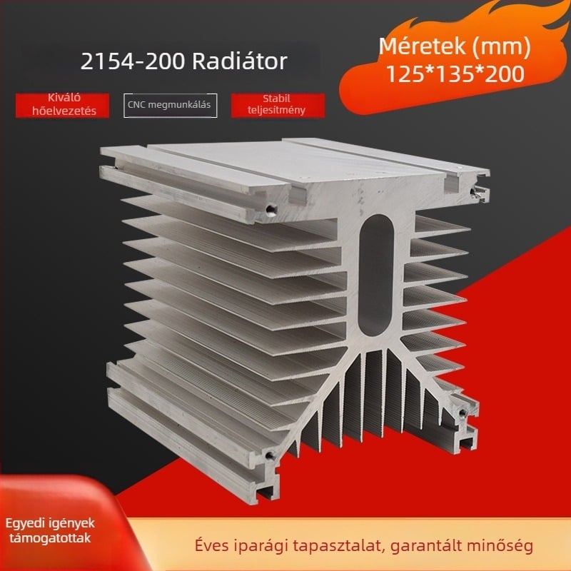 125×135×200 mm-es nagy teljesítményű elektronikus alkatrészek hűtője, alumínium profilú, 120×120 mm-es ventilátorral