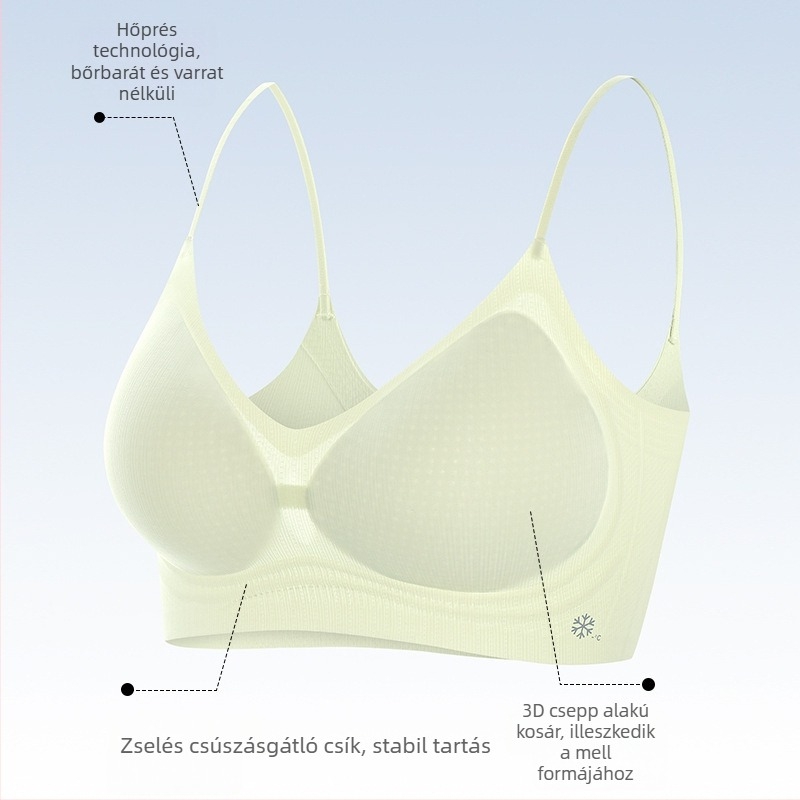 Eredeti, autentikus vékony melltartó hyaluronsavval és jégselyemmel, varrat nélküli, ultra vékony, hűsítő érzet, puha támasz, felfelé