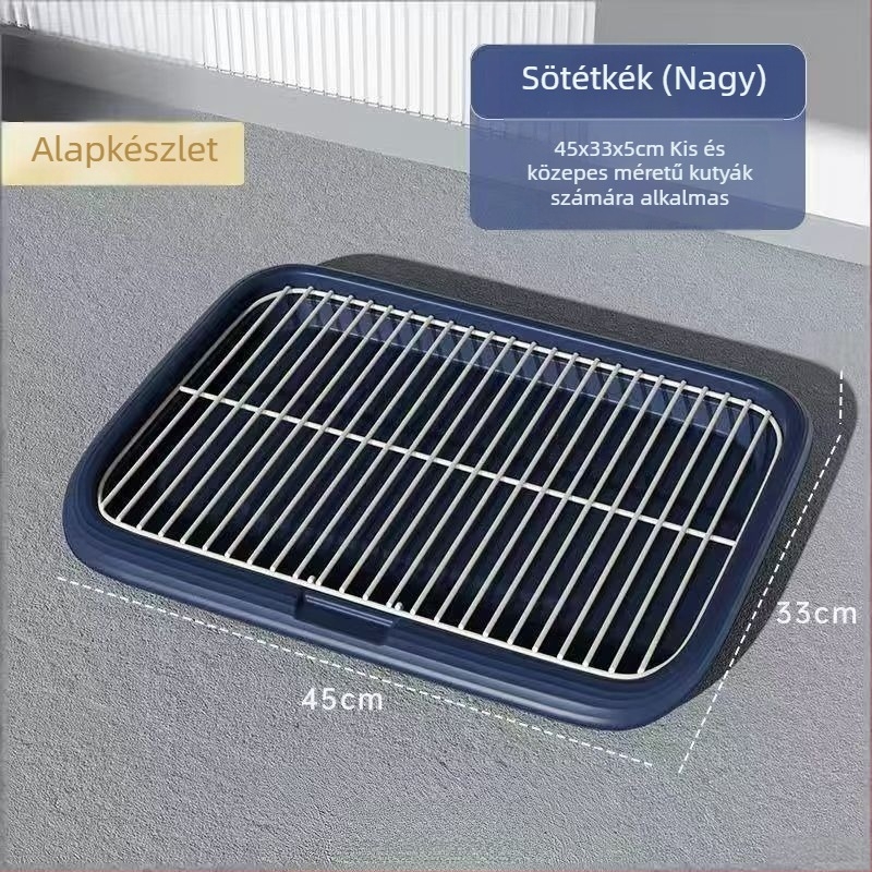 Kutyatoalette vas kerettel és hálós tálcával, kiskutyáktól a nagytestűekig, rögzített helyre történő ürítésre tervezve