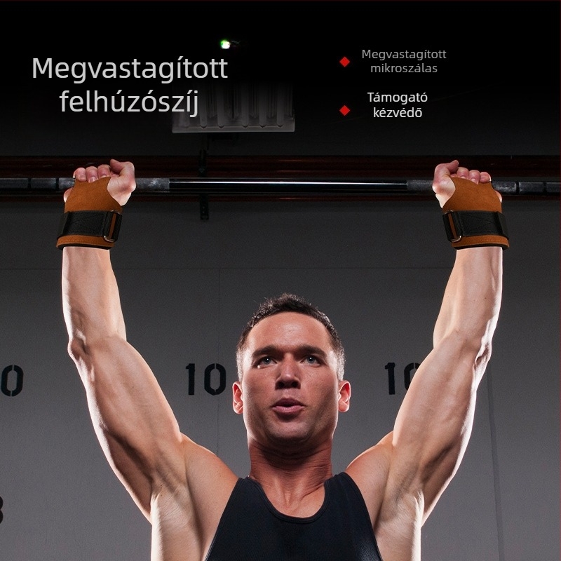 Műbőr tenyérvédő, kopásálló és csúszásmentes csuklóvédő, edzéshez és súlyemeléshez, fogási szalag.