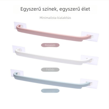 Fali törölközőtartó fúrás nélkül, fürdőszobai akasztó, nagy törölközőrúddal
