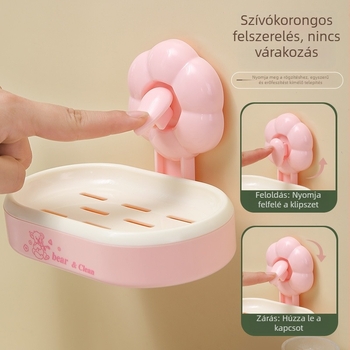 Falra szerelt szappontartó vákuumos koronggal, csepegtető polccal a fürdőszobába, fúrás nélkül, kiváló minőségű