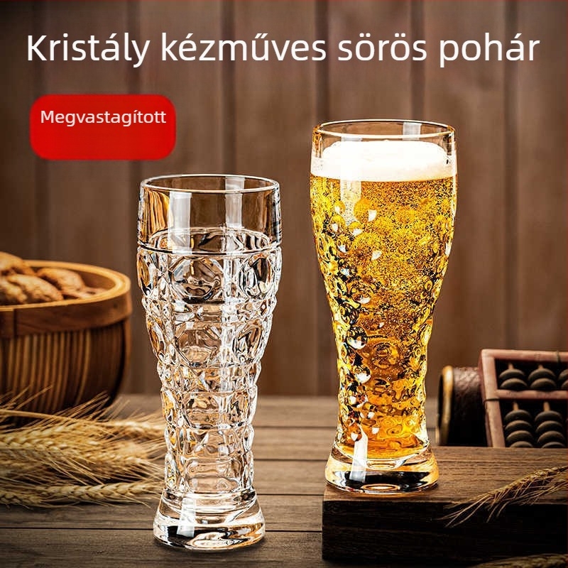 Gravírozott vastag üveg sörös pohár derékformájú dizájnnal, nagy kapacitású otthoni készlet (két pohár)