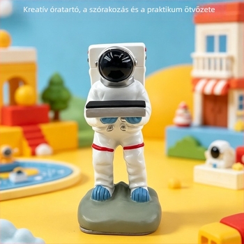 Űrkutató témájú óraállvány – dekoratív előcsarnoki figura, tároló tálca otthoni használatra
