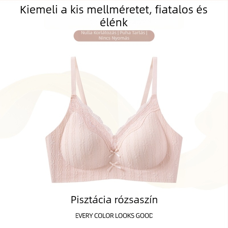 Nyári új modell Mulberry-selyem nélküli, fehérnemű nőknek, csipkés, push-up a kis mellekhez, varrás nélküli, vékony és lélegző