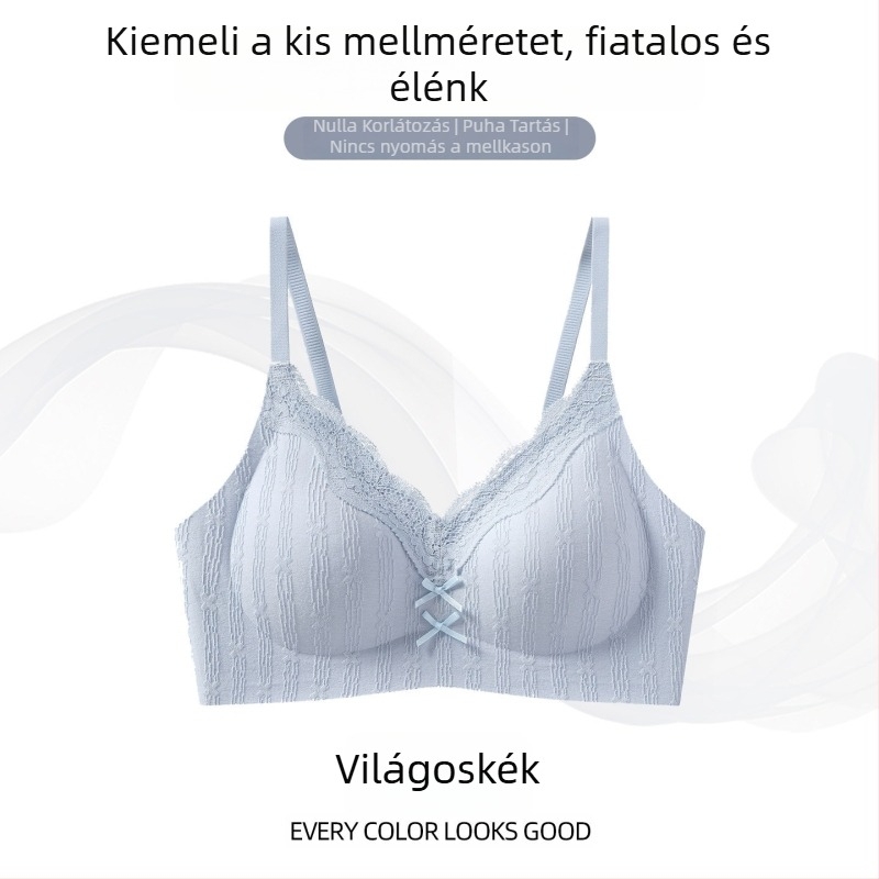Nyári új modell Mulberry-selyem nélküli, fehérnemű nőknek, csipkés, push-up a kis mellekhez, varrás nélküli, vékony és lélegző