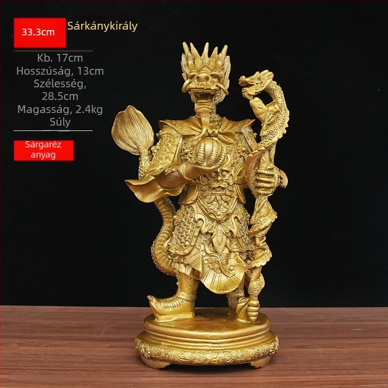 Bronz Dragon Király szobor, Buddha-figura, a gazdagság vonzását segítő talizmán, otthoni oltár dísz