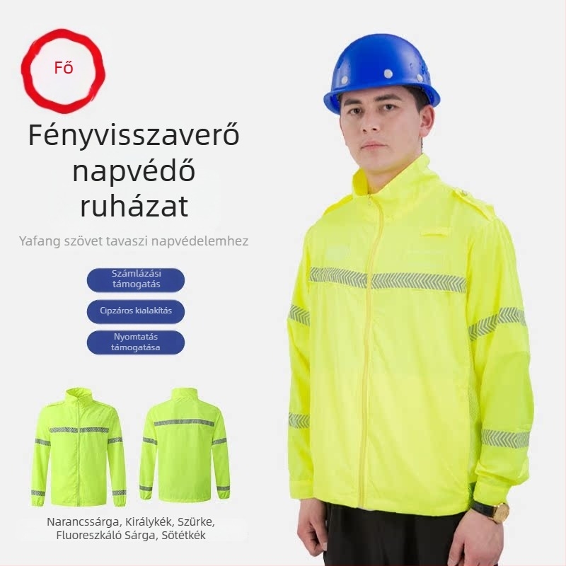 Reflektív napvédő ruházat, Ice Silk anyag, UV-védelem, uniszex nyári légáteresztő kabát