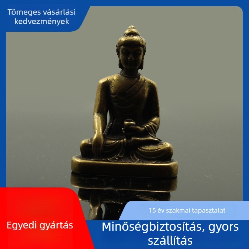 Antik sárgaréz Buddha szobor asztali dekorációhoz – istenség figura, gyűjteménydarab