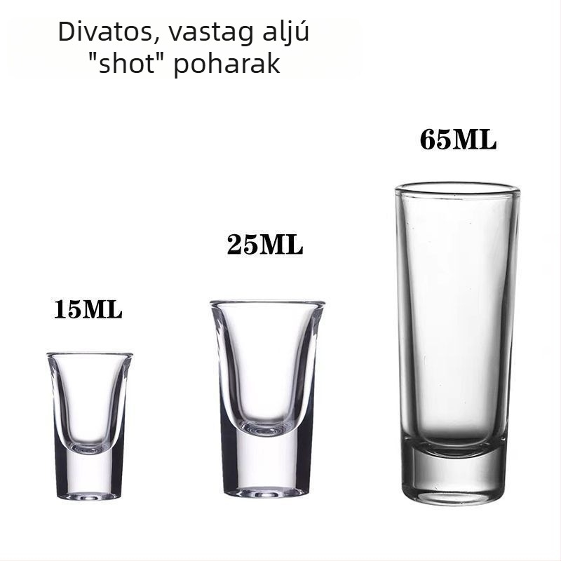 Vastag aljú üvegpohár-szett szeszes italokhoz, otthoni használatra — kis bor- és koktél pohár