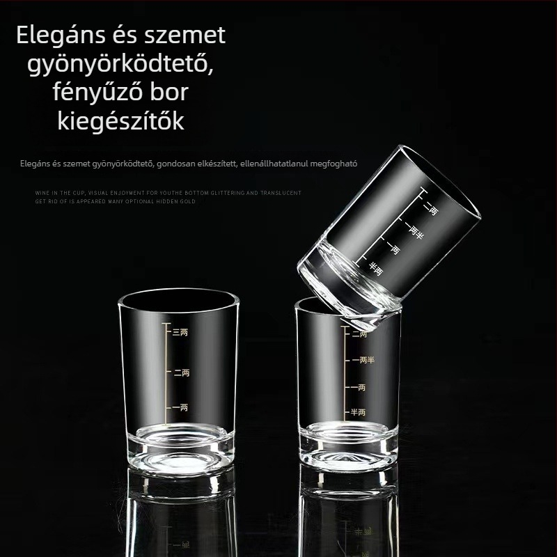Gradált baijiu pohár, 100 ml kapacitású, üvegből készült likőrpohár