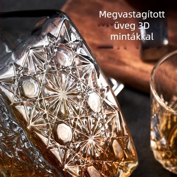 Kristályüvegű dekanter fedővel borhoz és whiskyhez